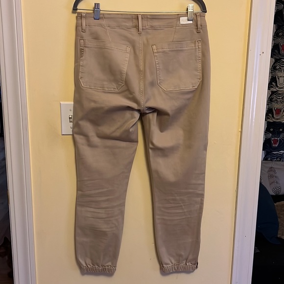 Paige Mayslie Beige Twill Ribbon Side Cropped Jogger. Runs large. Small snag. - Picture 2 of 4